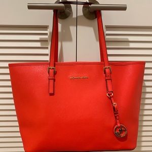 Michael Kors bright coral tote bag (gently used)